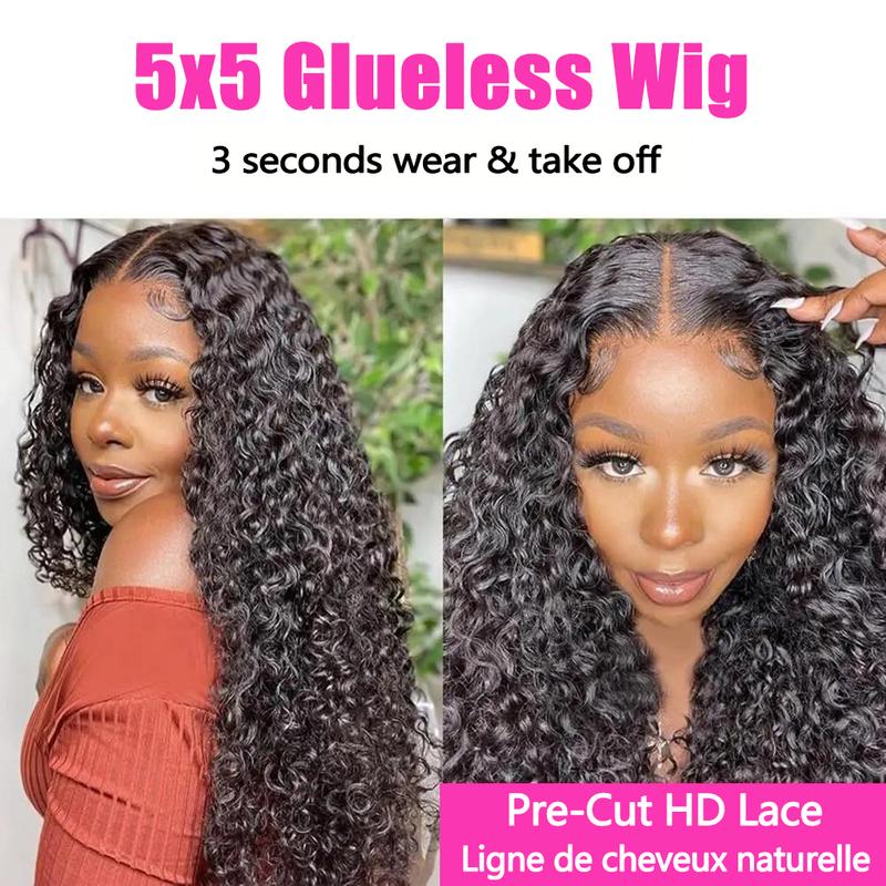 Bling Hair Wigs Deep Wave Glueless Ready to Wear 6x4 5x5 7x5 9x6 Lace Closure Wigs Human Hair Curly Water Wave Pre Cut Transparent Lace Wig For Women Pre Plucked Natural Hairline TikTokShopHolidayHaul