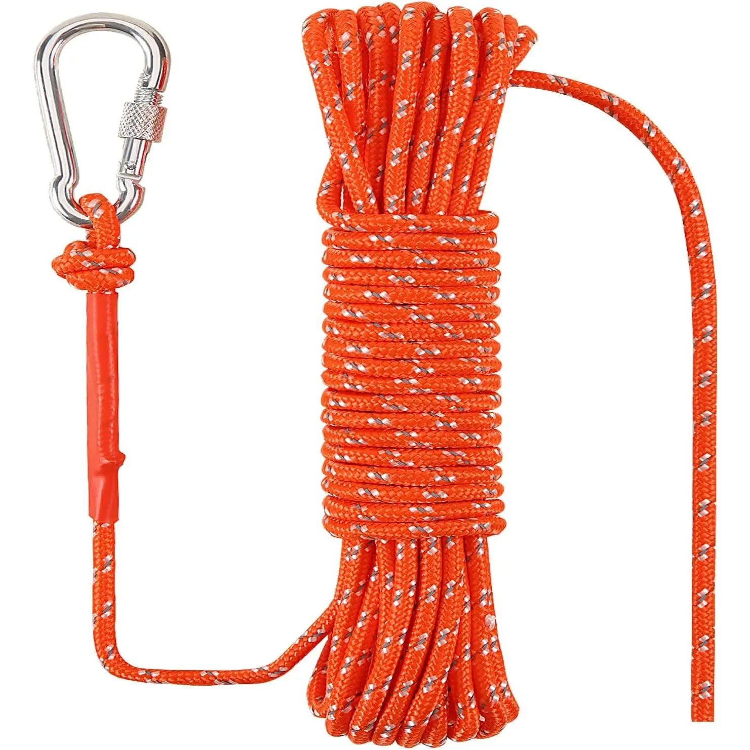 Marine Polypropylene Rope, 1/4 in (6mm) x 32 Ft (10m) Reflective Orange, 740lbs Load Capacity, Rafting Kayak Canoe Tow Throw Line for Boating Anchoring Mooring, Water Sports, Marine Rope