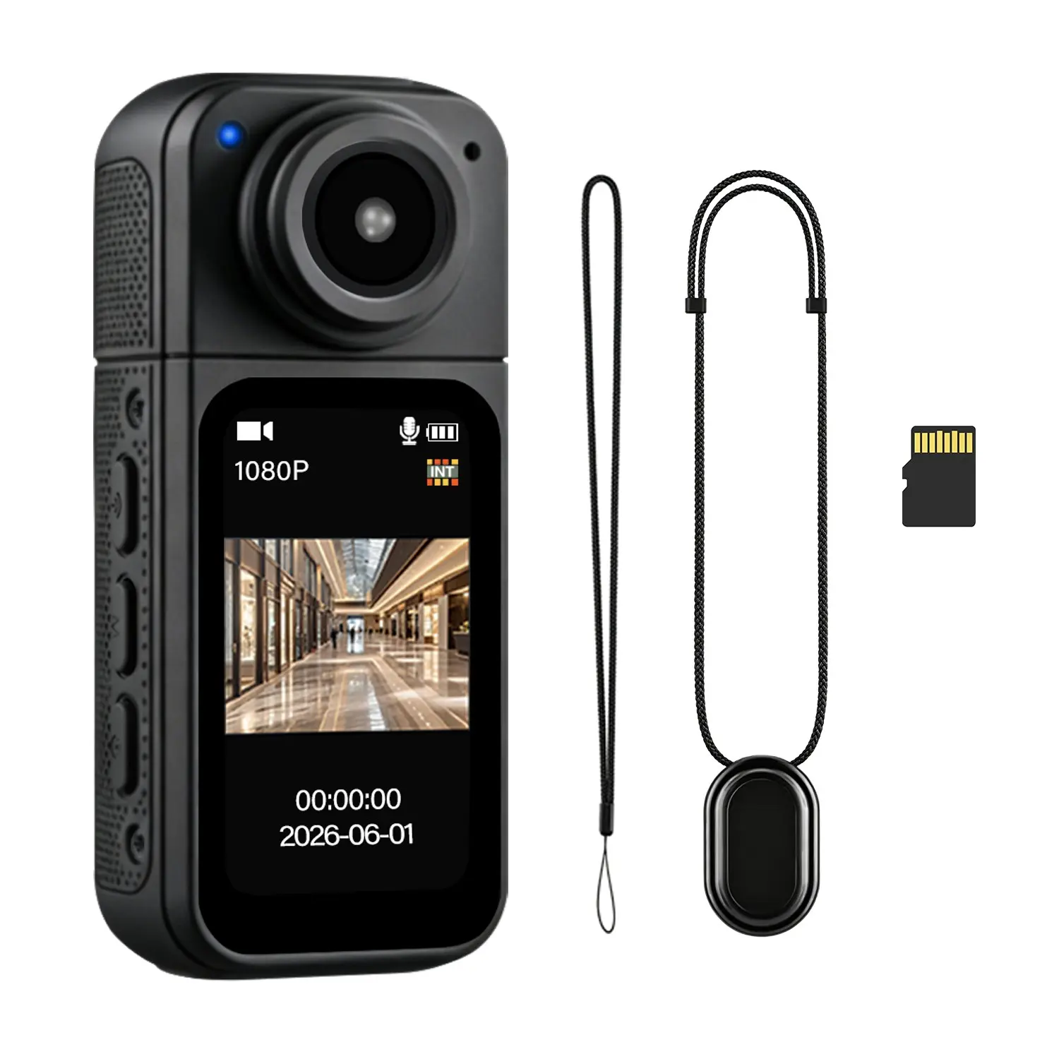 Mini Wearable POV Action Camera 1080P 2.7K HD Video Recorder 180° Swivel Lens Magnetic Neck Lanyard Hands-Free Thumb Vlog Camera WiFi Connect Portable Body Cam for Cycling Travel Outdoor Sports Daily Recording