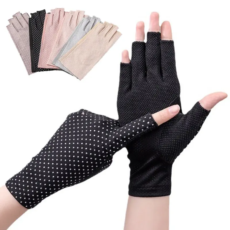 Fingerless UV Protection Gloves for Ladies, Thin Breathable Non Slip Gripping Gloves, Ideal for Cycling, Driving, Nail Care