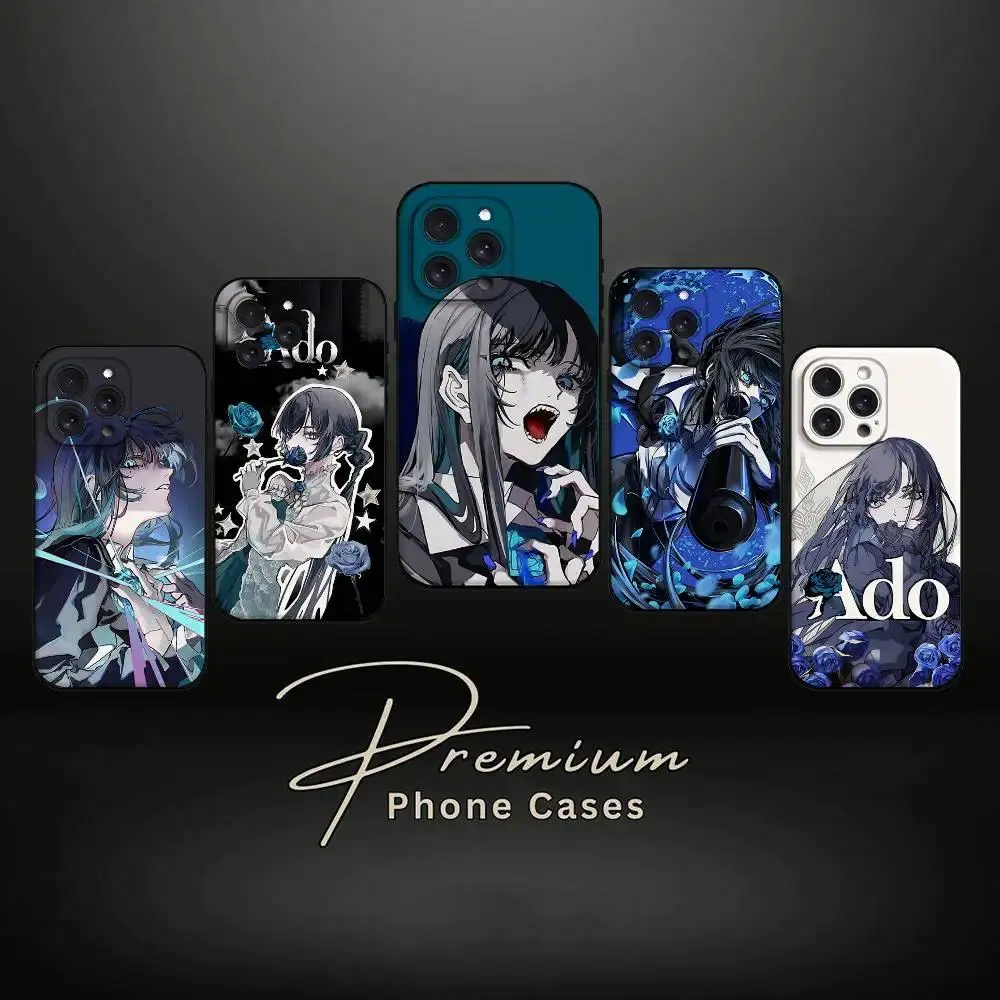 Dark Blue Anime Singing Girl Blue Rose Phone Case, Matte Soft TPU Shockproof Cover for Phone 17 16 15 14 13 12 11 Pro Max Air