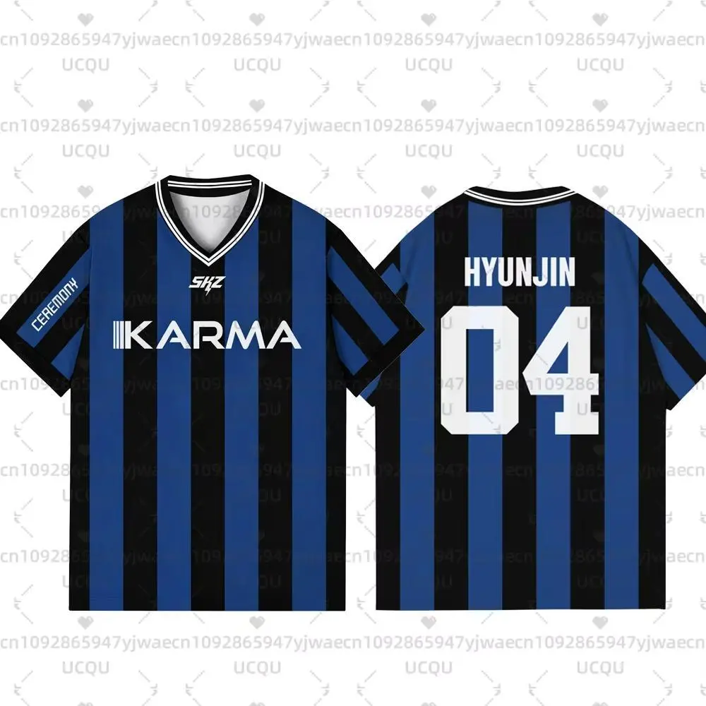 Kpop Stay Karma Album Fans TShirt Felix Bangchan Hyunjin Streetwear Casual Sport Oversize Short Sleeve Men's Clothing T-Shirt