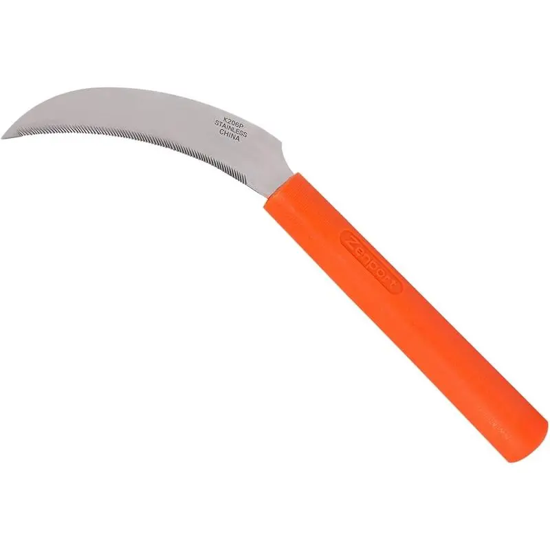 Outdoor activitiesZenport K206P Stainless Steel Sickle, A+ Grade, Plastic Handle, 4.3-Inch Blade , Orange