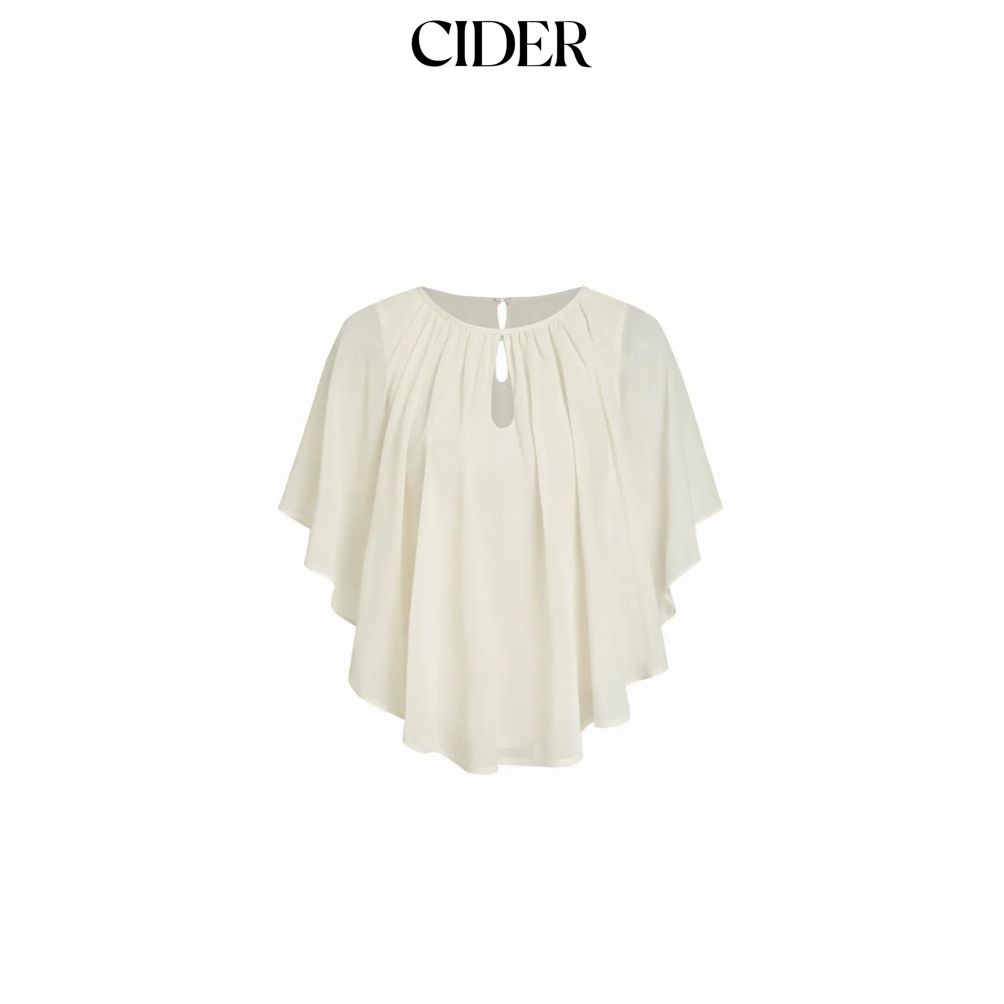 Cider Chiffon Batwing Sleeve Cut Out Oversized Blouse