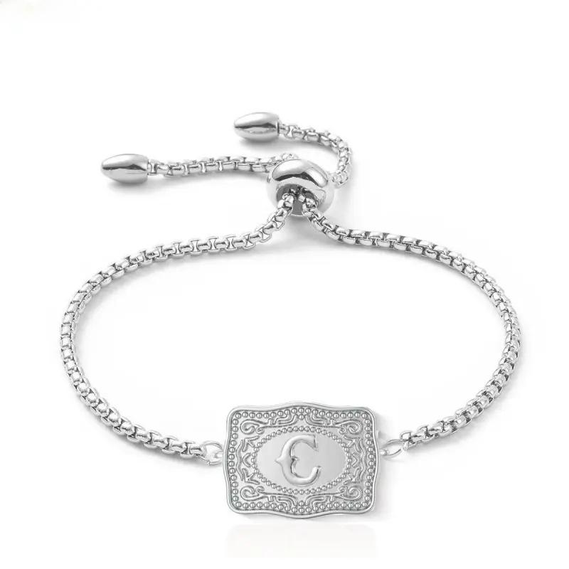 26 English Alphabet Belt Buckle Bracelet Embossed Copper Bracelet Belt Buckle Bracelet Jewelry