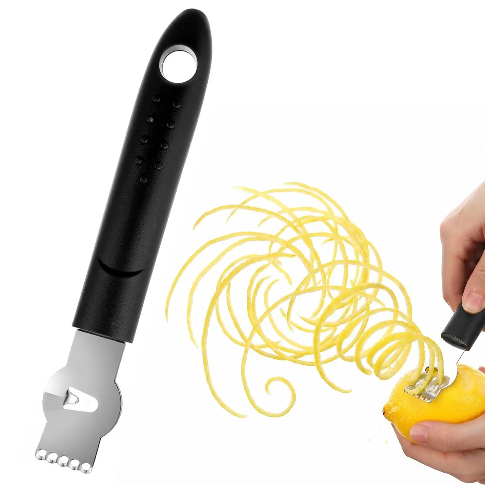 Lemon Zester Tool, Stainless Steel Lemon Zester Grater Orange Citrus Peeler with Channel KnifeNon-Slip Handle Citrus Tool