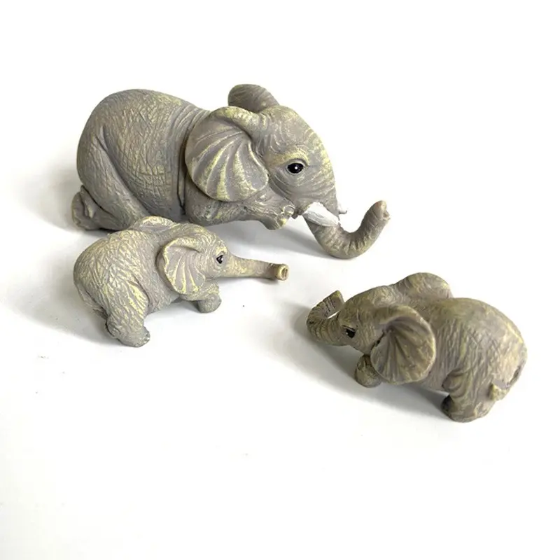 3 Set Elephant with Baby Resin Figurines Hanging Decorations for Home Office Craft Ornaments