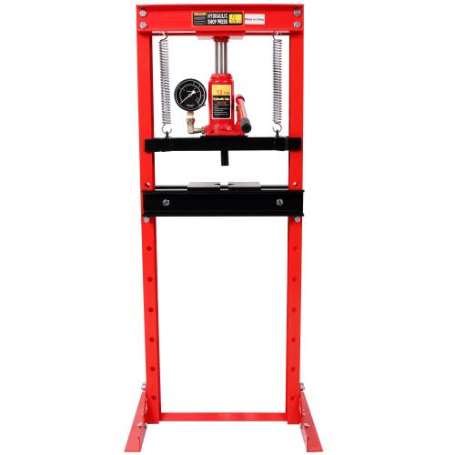 12Ton Bottle Jack Shop Press with Gauge, Bend, Straighten, or Press Parts, Install Bearings, U-Joints, Bushings, Ball Joints, and Pulleys,RED