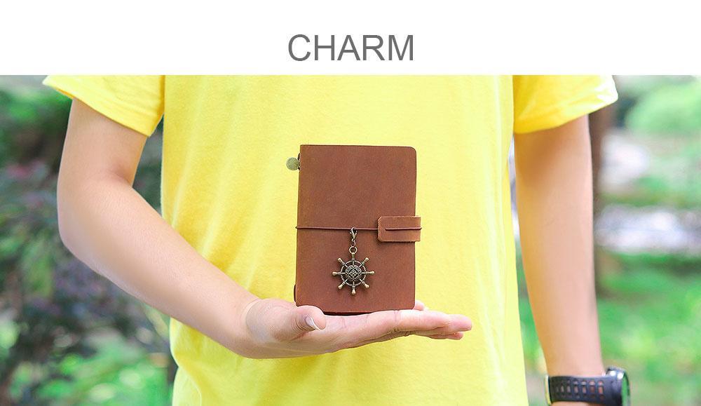 AIGUONIU Leather Notebook Handmade Vintage Cowhide Diary Passport Size TN Travel Notebook Cover Journal Sketchbook Planner