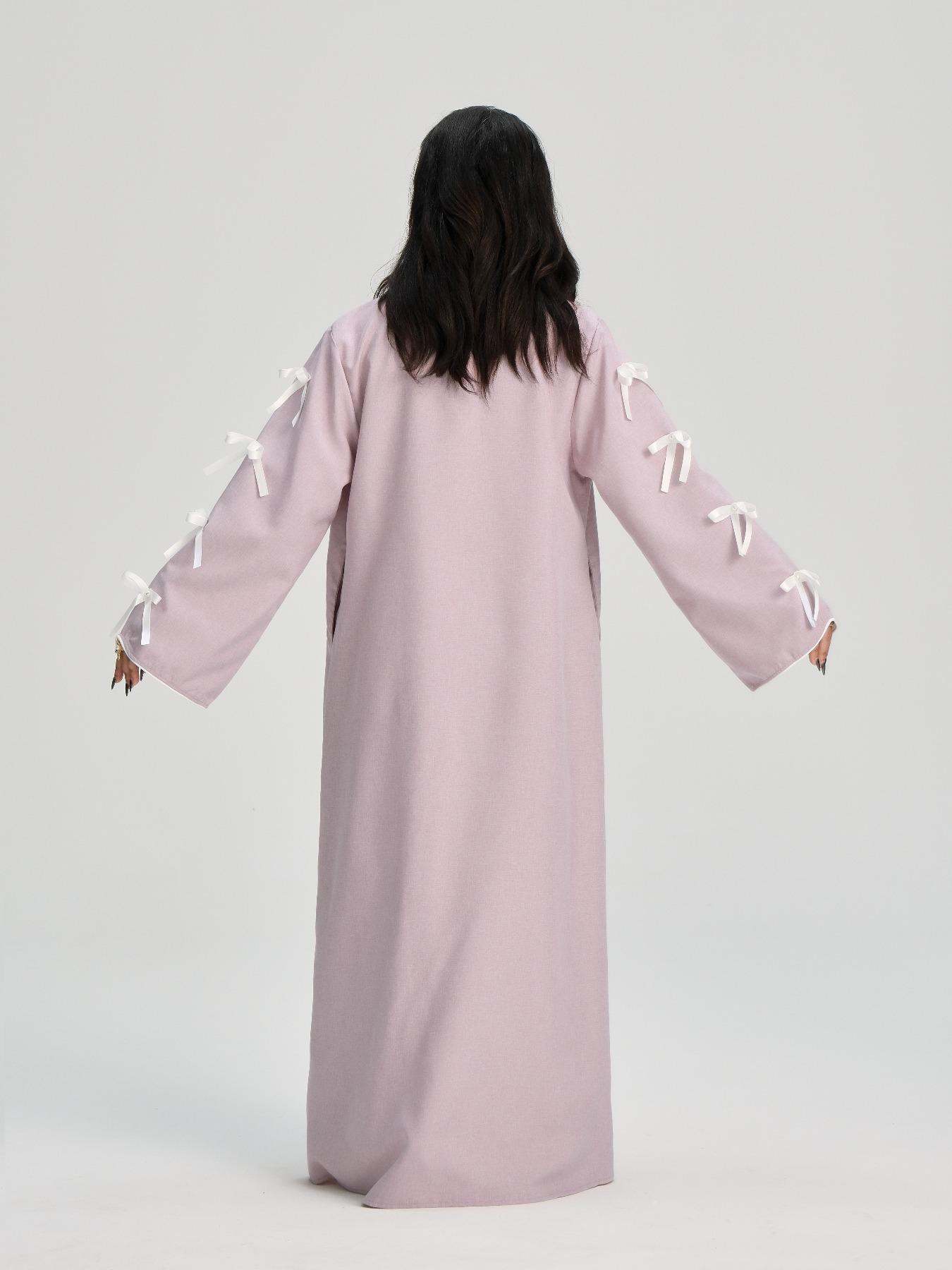 Women's Solid Color Bow Decor Wave Trim Open Front Cardigan, Casual Long Sleeve Womenswear Outerwear for Daily Wear, Ladies Clothes for All Seasons