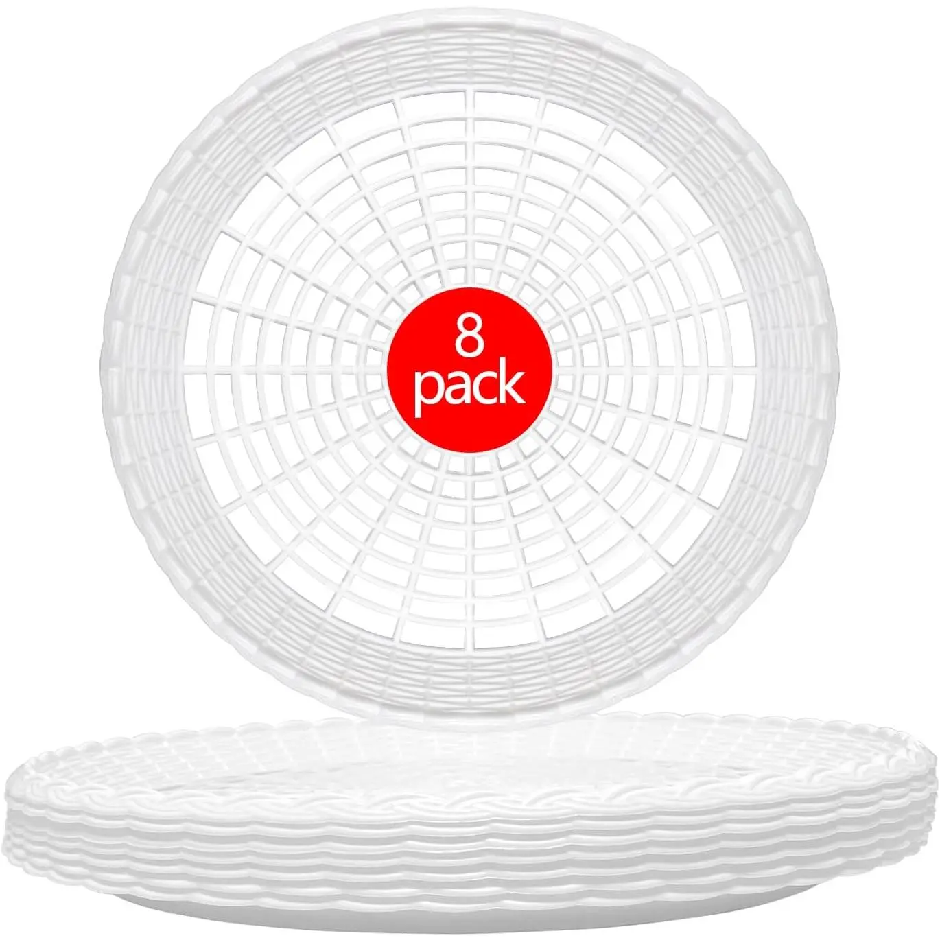 Reusable Heavy Duty Polypropylene Paper Plate Holders - 8-Count 10-Inch White Plastic Overlap Supports for Picnic, Party