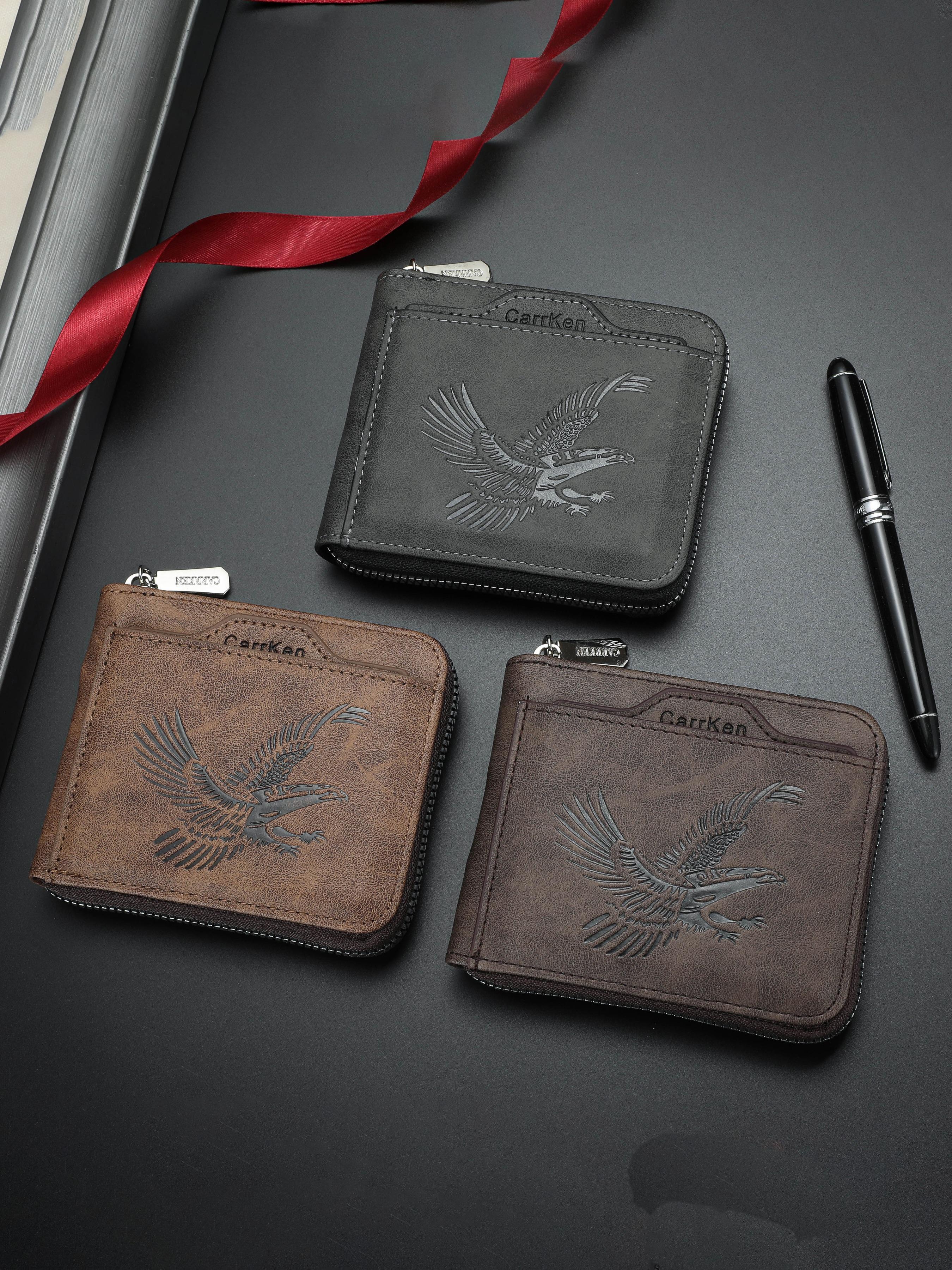 Men's Vintage Eagle-Embossed Short Wallet, Business Multi-Card Slot Wallet, Casual Trendy Wallet for Work & Daily Use, Durable Bifold Wallet