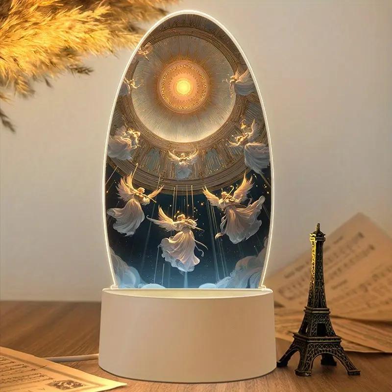 USB Powered LED Angel Night Light, Elegant Religious Decor, Church Home Christmas Decoration, Plug & Play, No Battery Needed