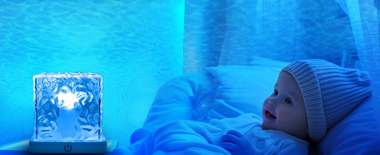 Rechargeable Shower Light No Wiring, 16 Color Changeable Ocean Wave Projector Light, Dimmable Waterproof Shower Lamp with Remote, Rotating Flame Water Ripple Lamp for Shower, Bathroom, Bedroom Decor