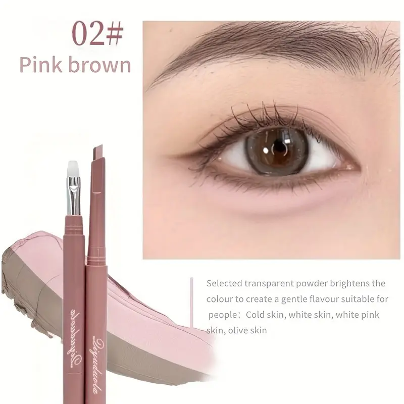 Double-ended eye shadow highlighter - pink brown glitter liquid eyeliner for beginners, smooth makeup tool to precisely eliminate eye bags and big eyes, makeup for beginners, smooth application, long-lasting eyelash gel, eyeliner, shadow highlighter
