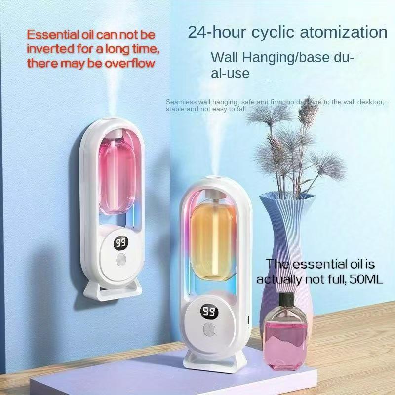 24-Hour Cycle Smart Aroma Diffuser, 1 Set Rechargeable Automatic Timing Essential Oil Mist Diffuser, Household Appliances for Home Bathroom, Aromatherapy for Home