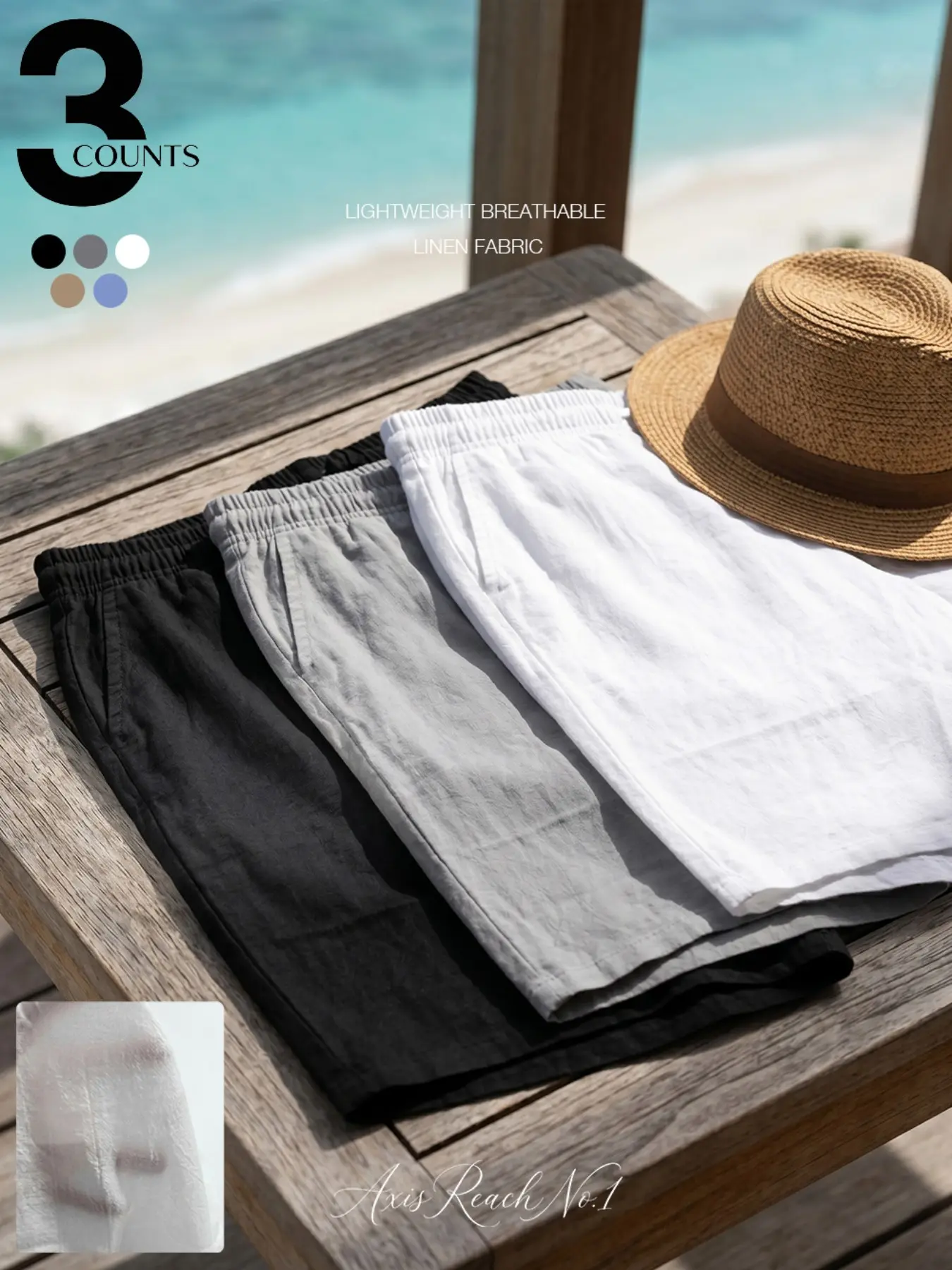 Men's Casual Tropical Style Linen Shorts, Lightweight Breathable Premium Fabric, Drawstring Waist Lounge Bottoms for Travel, Beach & Vacation, Aesthetic Summer Shorts, Breathable Summer Fit