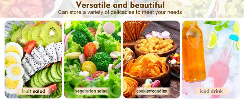 Condiment Tray【with 360° rotating turntable】 with Stainless Steel 5 Spoons, 5 Forks and 1 Clip, Condiment Server, Bar Garnish Holder on ice, Compartment Tray with Lid