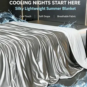 Lightweight Luxury Silky Cooling Blanket, Cold Touch Breathable Summer Thin Quilt, All Sizes, Washable, Bedroom Guest Room