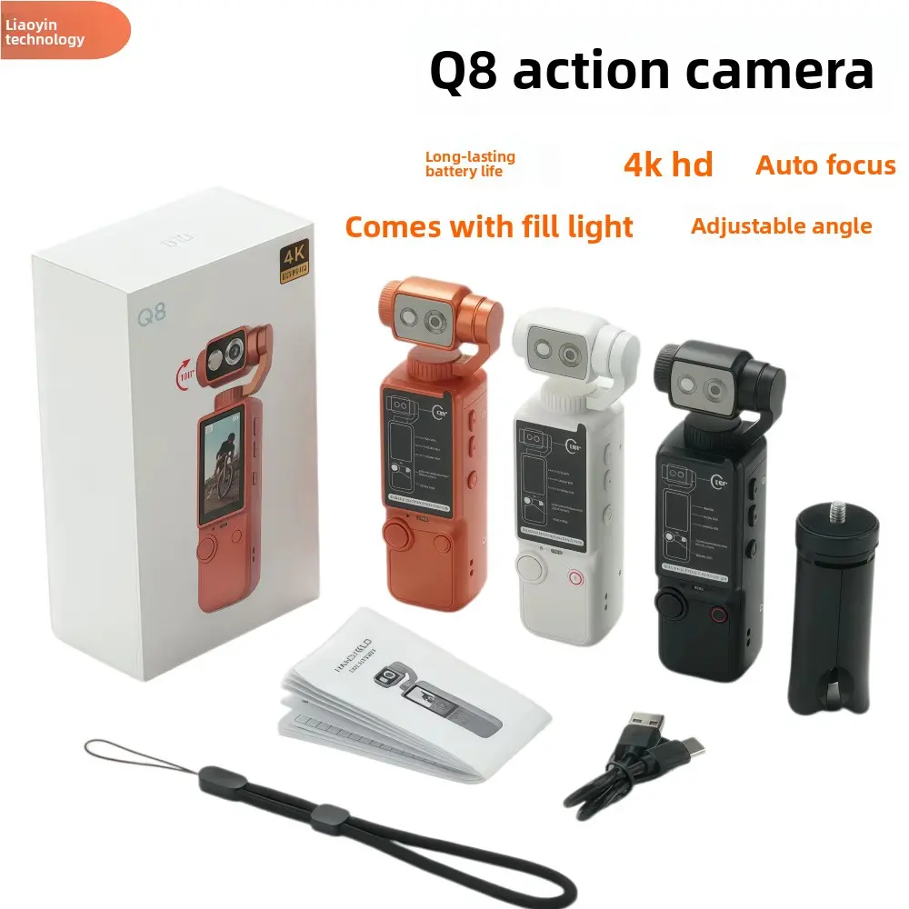 Q8 Handheld Action Camera, 4K HD Portable Video Recorder, Multifunctional Outdoor Waterproof Camera for Shooting Videos