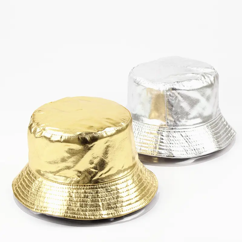 Unisex Sun Protection Hat - Premium Gloss Patent Leather 2-Face Reversible 2-Face Look Cap, Retro Street Style Black-Silver/Gold Foldable, No Deformation Soft Comfort Fit, Ideal for Outdoor & City Commute Use, Two-Face Look
