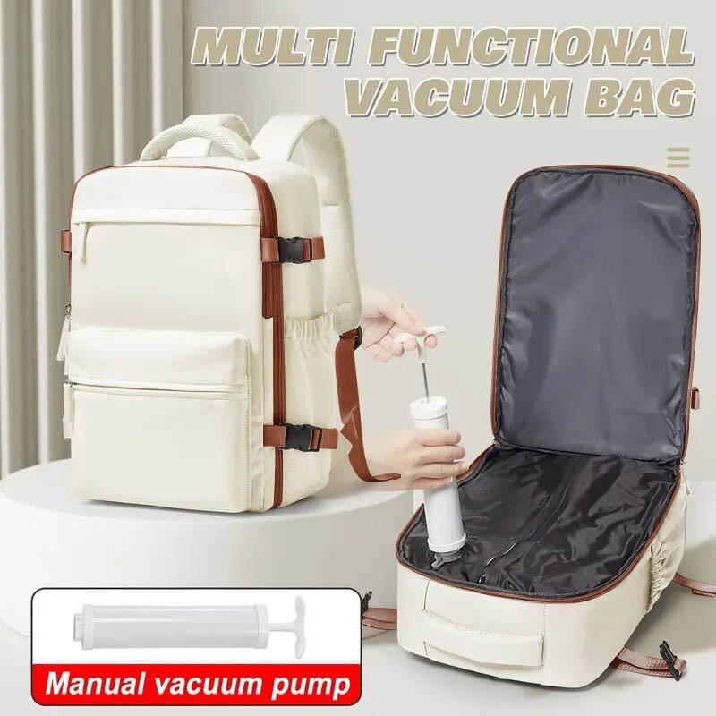 Three-piece vacuum travel bag set, equipped with detachable vacuum bag, electric air pump, large-capacity backpack, detachable design, multi-layer pockets, casual style, Space Saving Bag, Travel Organizer Bag