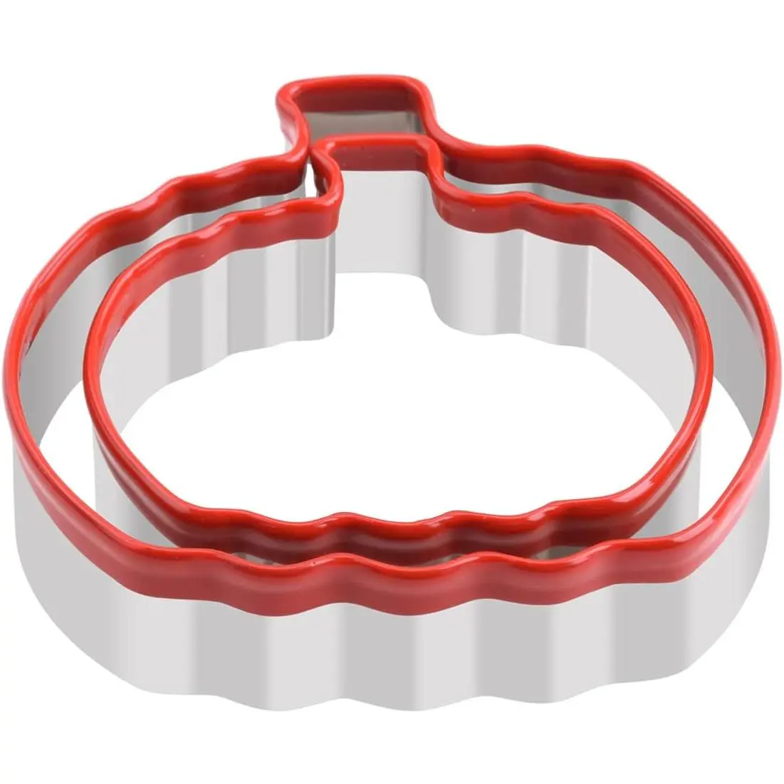 2 count Pumpkin Cookie Cutters Set, 4”and 3” Stainless Steel Halloween Pumpkin Cookie Cutters,  Halloween Biscuit  Set with Soft PVC for Protection