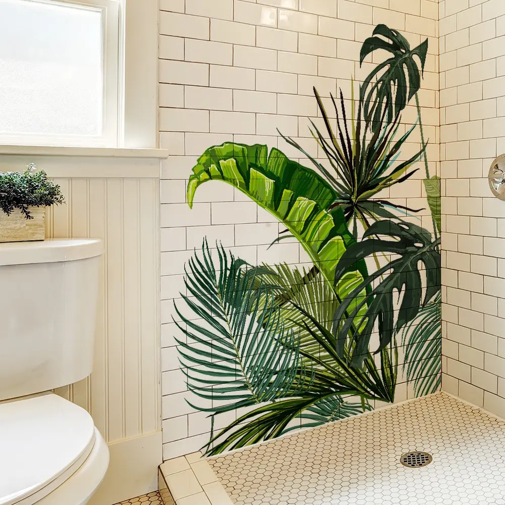 Tropical Banana Leaf Wall Sticker, Realistic Texture, Affordable Forest Style Bathroom Decor, Ideal for Renters, Home Decoration Gift