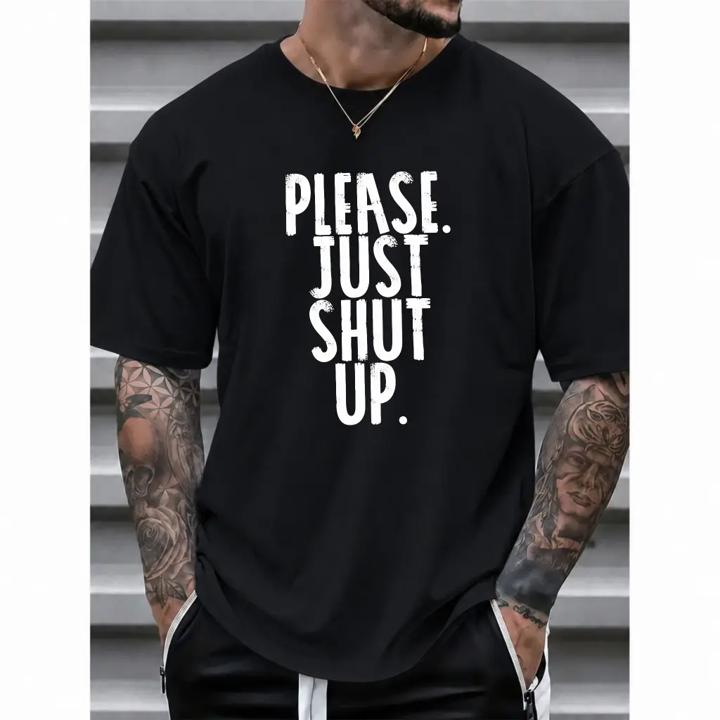 [ Black T-Shirt] Men's Heavyweight Pure Black Short-Sleeve T-Shirt, Loose Fit, Drop Shoulder, Versatile Basic Style trendy t-shirts, graphic tees, graphic tees for men