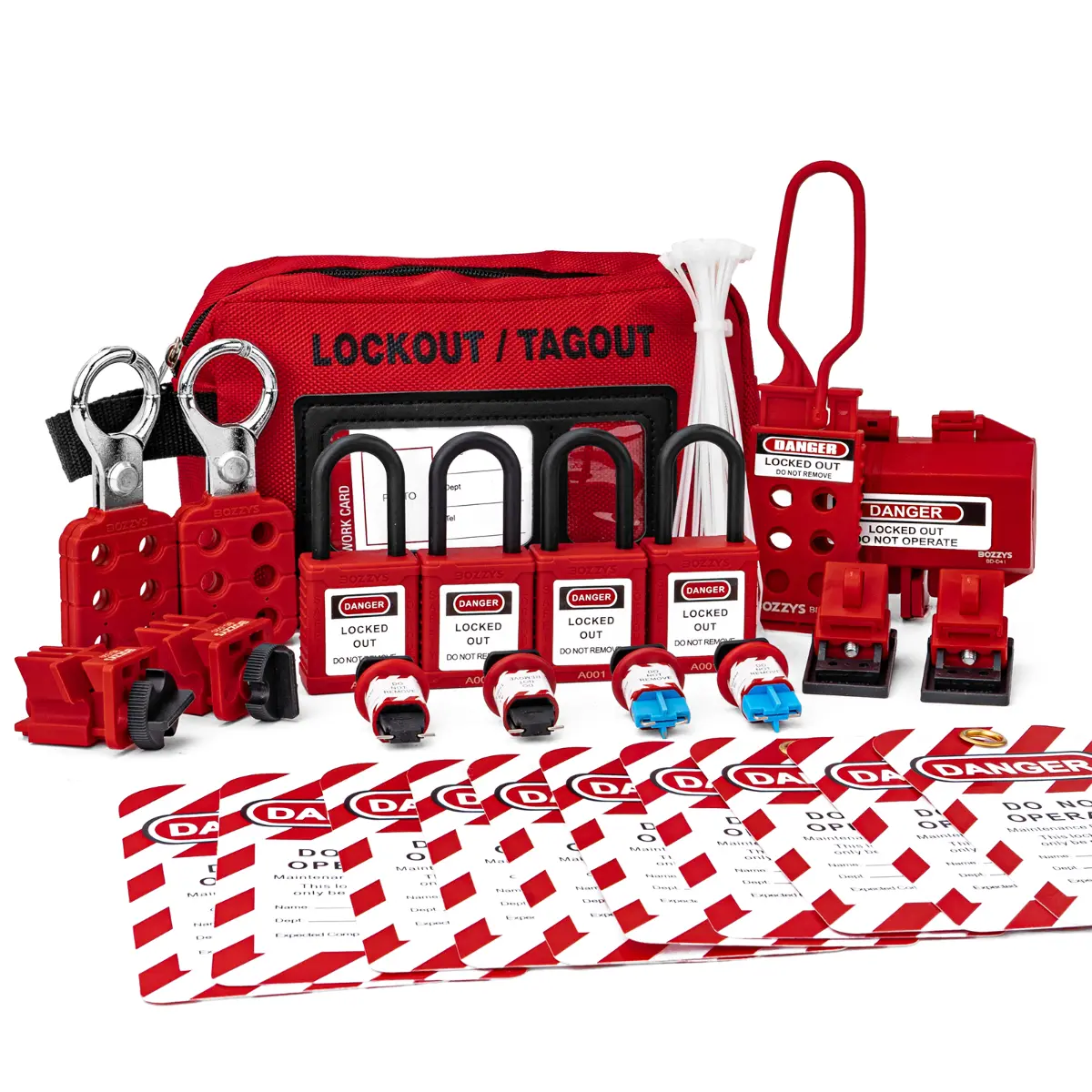 Electrical Lockout Tagout Kit, Industrial LOTO Safety Padlocks with Circuit Breaker, Valve, Plug Lockout Devices, Tags and Storage Bag