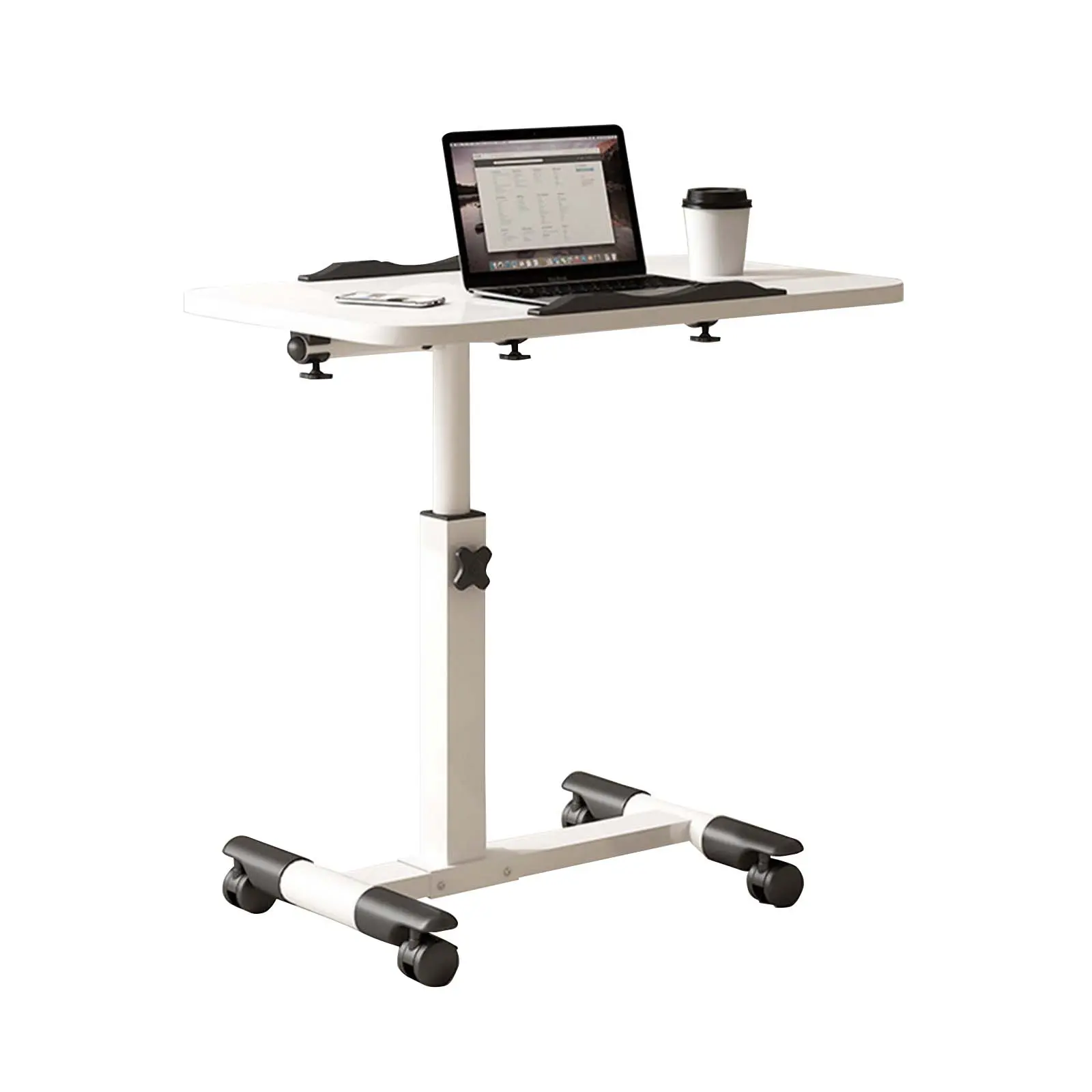 Garvee Adjustable Overbed Laptop Desk with Wheels, Mobile Rolling Table for Bed & Sofa - Height Adjustable - collapsible Portable Workstation for Hospital & Home Office