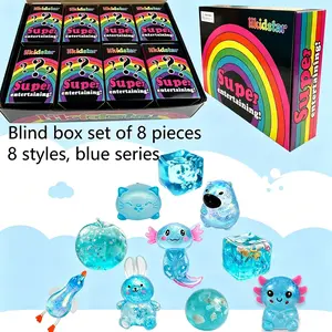 8-Piece Blind Box Malt Sugar Stress Relief Fidget Toys, Slow Rebound Creative Release, Hidden Edition, Blue Series, Party Gift