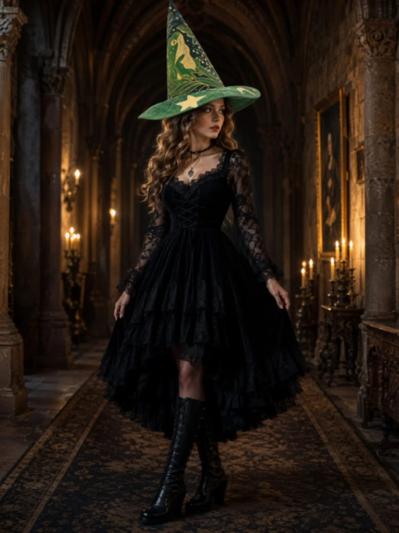 Vintage Quilted Handmade Witch Hat, Halloween Party Artistic Costume Headpiece, Unique Wizard Hat for Festive Celebrations, Party Hats