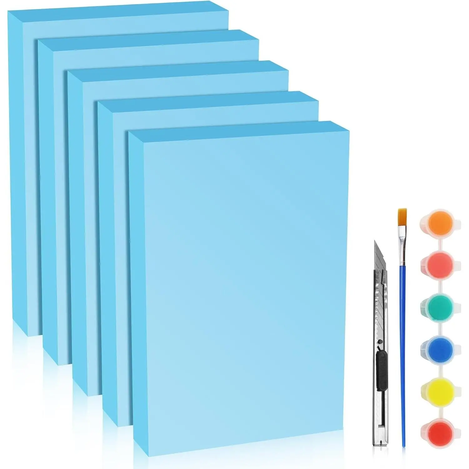 5-Pack Rectangular Blue Flame-Retardant XPS Polystyrene Foam Cuttable Sheets, 12x7.5x1.5in Thick Boards for DIY Modeling, Office Art Supplies to Insulate, Cuttable Sheet