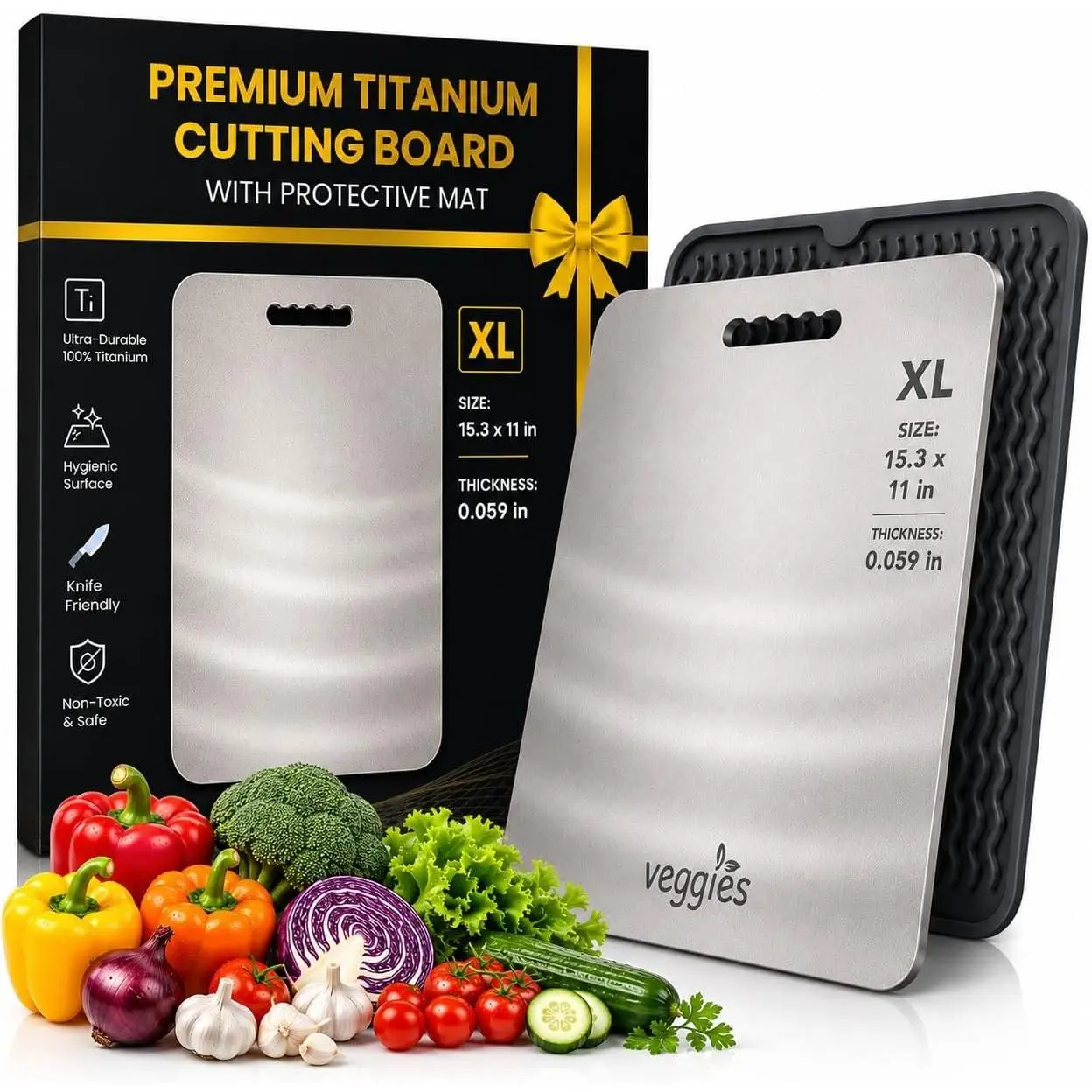 Pure Titanium  Board for Kitchen, Solid Metal Chopping Board, Hygienic & Easy to Clean, Heavy Duty Rustproof Surface, Dishwasher Safe