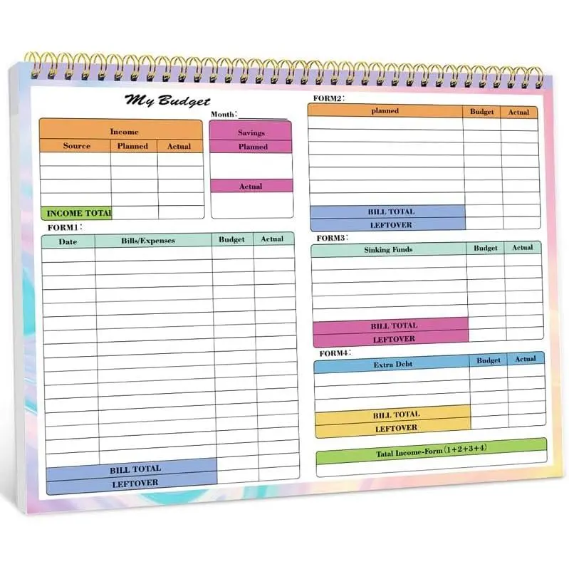 Monthly Budget Planner Notebook, B5 Size, 50 Pages, Spiral-Bound with Transparent Cover, Income and Expense