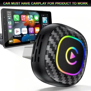 2026 New Water Transfer Carbon Fiber Finish Carplay Adapter, Supports Ambient Light, Hands-Free Calling for iPhone and Android Devices