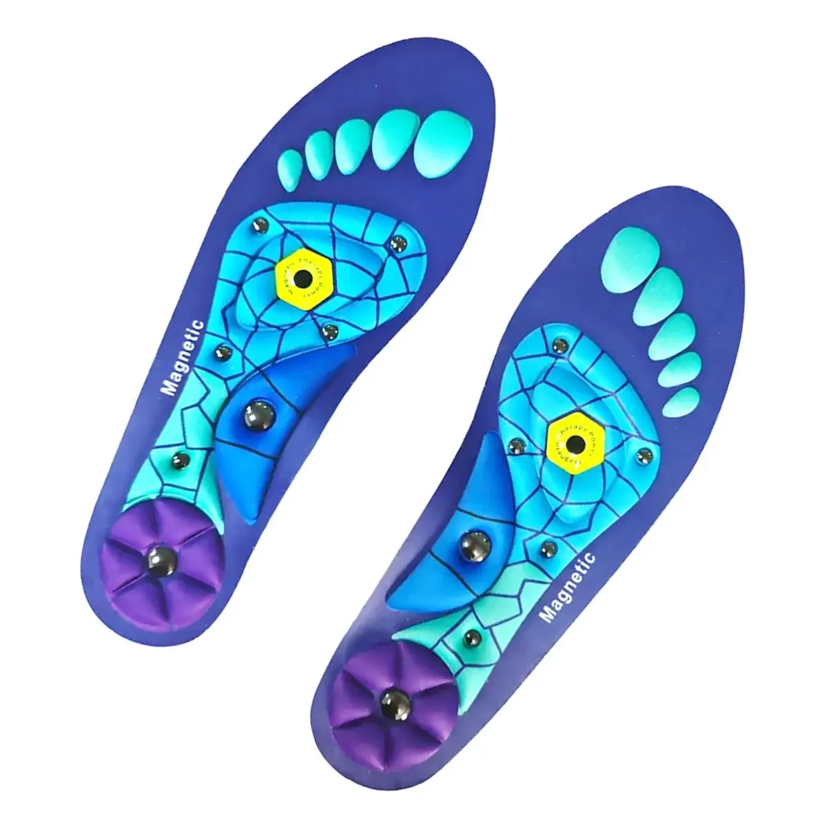 Trimmable Magnetic Acupressure Shoe Insoles - Acupoint Insole Pads, Men's/Women's Cushioned Orthotic Inserts, 220+ Lbs Heavy-Duty Shock-Absorbing, High Arch Support for Plantar Pain, Work Boots/Sneakers All-Season Daily Wear