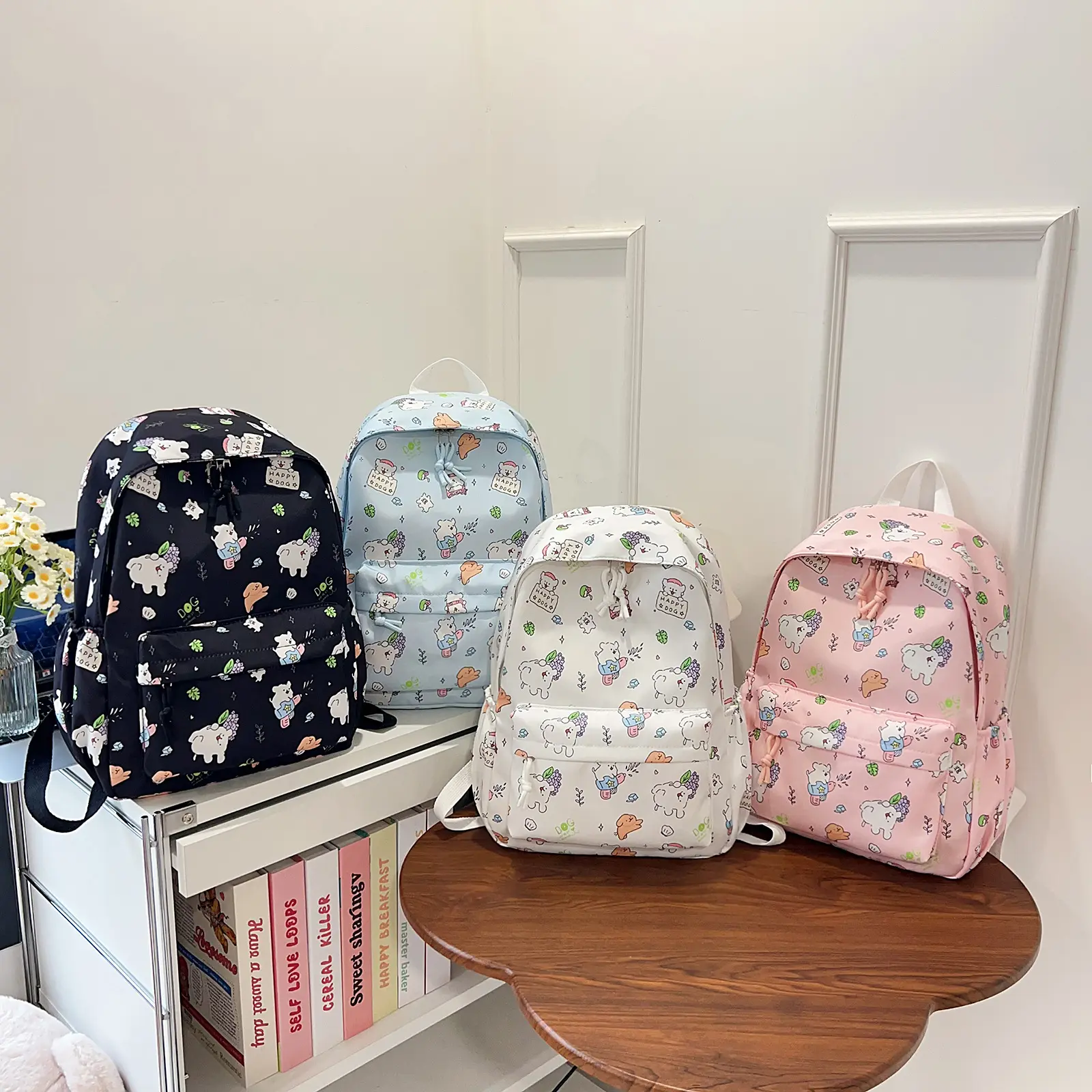 Kawaii Cartoon Backpack, Japanese Aesthetic Student Bag, Large Storage Lightweight Travel Backpack for Girls Teens, Casual Campus Daypack