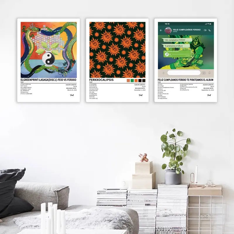 3-piece Feid music album canvas poster set, art canvas prints, modern art, ideal gift for bedroom, living room, hallway, wall art, wall decoration, winter decoration, room decoration, Decoration Items, frameless.