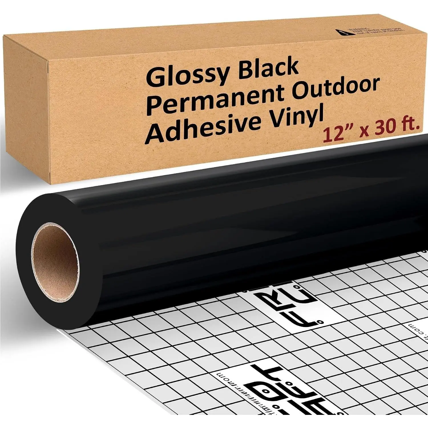 Glossy Black Permanent Vinyl Sheets 12” x 30 FT |  Adhesive Vinyl Roll,  Decor, Silhouette, , Signs, Indoor & Outdoor, Weather-Resistant, DIY Projects