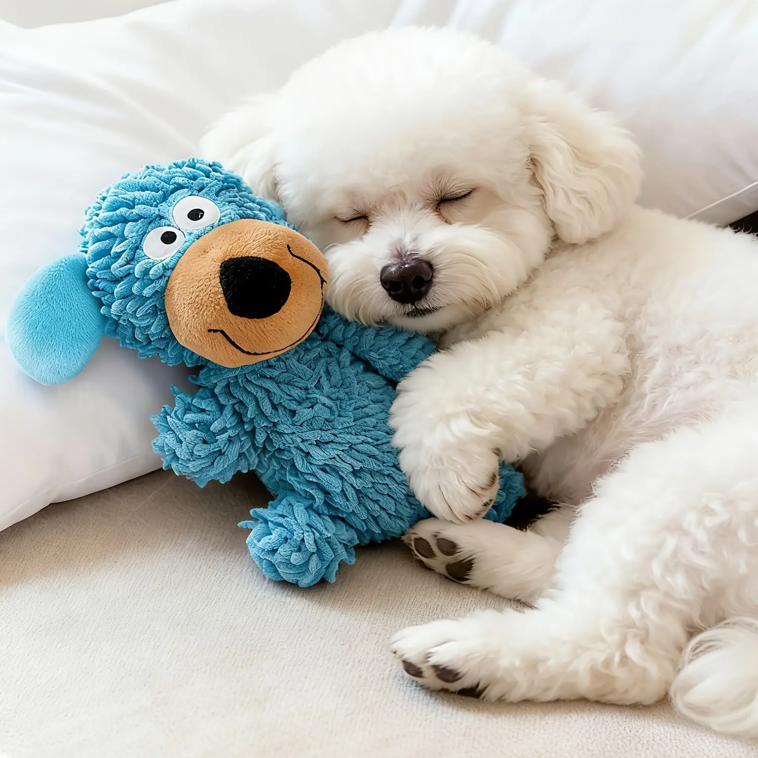 Mop-shaped Plush Dog Toy - Durable and Vocalizing Puppy Teeth Grinding Toy, Reinforced To Prevent Bone Bite, Suitable for Small To Large Dogs