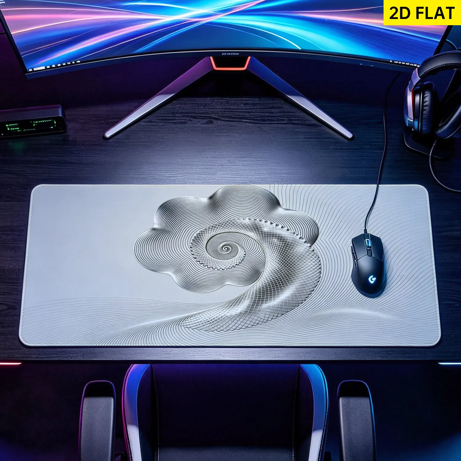 Extra Large metallic spiral wave pattern Mouse Pad,Non Slip Rubber Pad,Desktop Decoration Drotection Pad,Washable,Lock Edge Multi Size,Premium Multipurpose Mousepad For Office,Workstation,Gift for Family and Friends