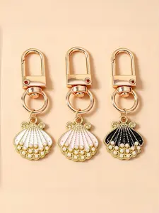 Elegant Shell Pearl Metal Keychain for Women, Unique Design Bag Charm, Versatile Gift for Best Friends, 1pcs/3pcs Luxury Accessory