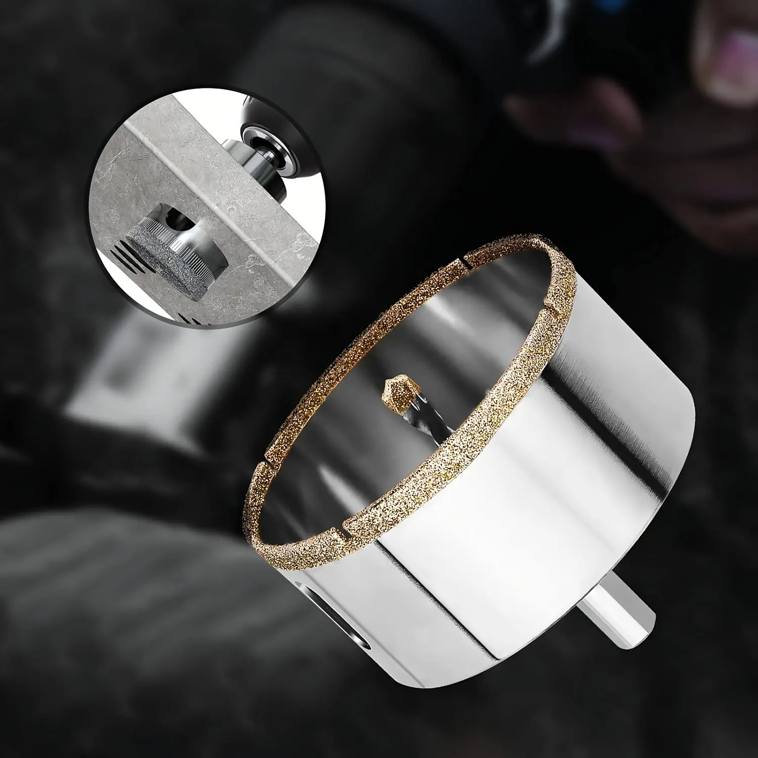 150mm Diamond Hole Saw with Center Drill Bit - Power Tool Accessory, Cooling Water Keep-Cool Function, Prolongs Service Life, Cuts Ceramic, Porcelain, Marble, Slate, Granite, Light Stone, Not Suitable for Concrete, Glass