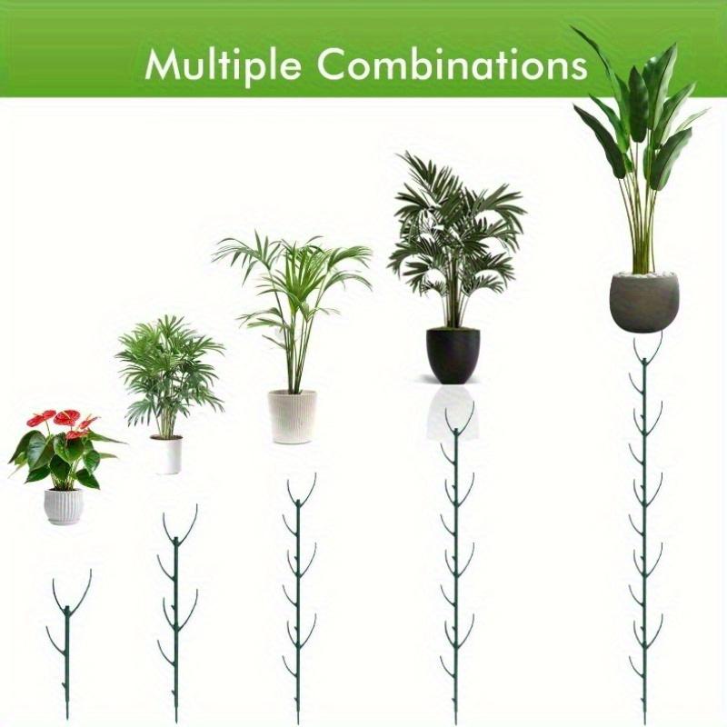 10 Pieces Stackable Plant Support Stakes with 2 Rolls of Tape - Green Plastic Cages for Tree Branch Fencing, Climbing Plants, and Indoor/Outdoor Potted Flowers, Climbing Plant Support|Leaf Design Stake|Durable plastic stakes, plant support clips