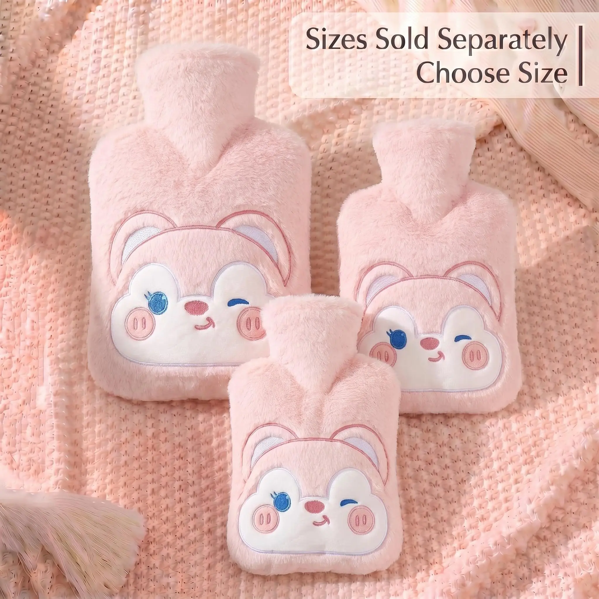 Cartoon Fox Hot Water Bag, Heat Compress, Heat Pack, Detachable Soft Lining, Explosion-Proof PVC Inner Liner, 500ML 1000ML 2000ML, Pain Relief, Winter Warmth, Gift Idea