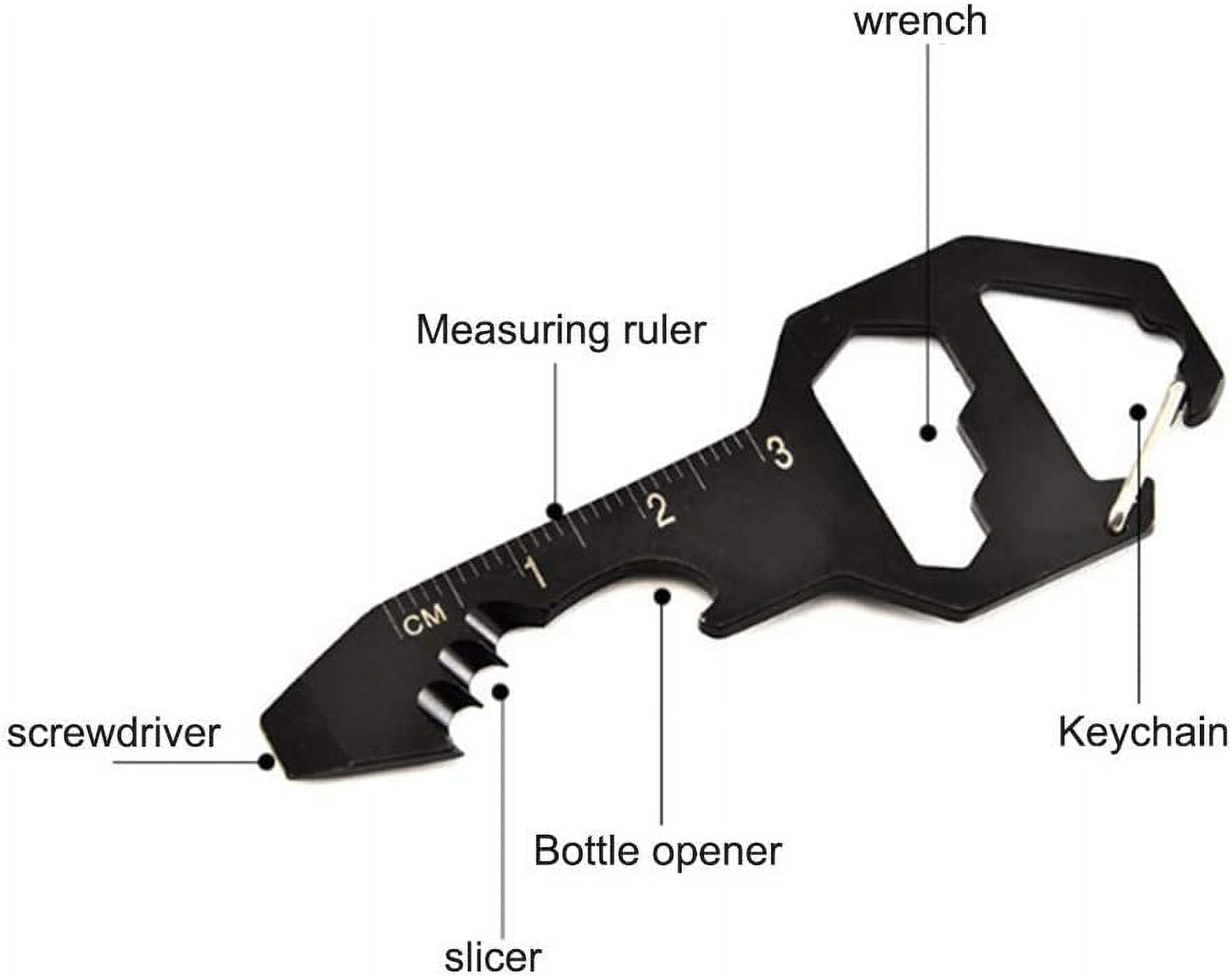 1PCS/2PCS Keychain Bottle Opener Multi Tool, 6-in-1 Keychain Pocket Tool for Bottle Opener, Screwdriver, Ruler, Wrench, Bit Driver, File Perfect Gifts for Boyfriends Husband Father(Black))