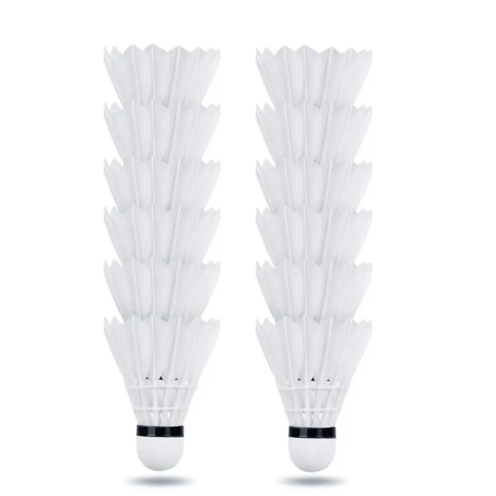 12-Pack Goose Feather Badminton Shuttlecocks with Solid Cork Head, High-Speed Birdies for Indoor/Outdoor Training, Stable & Durable