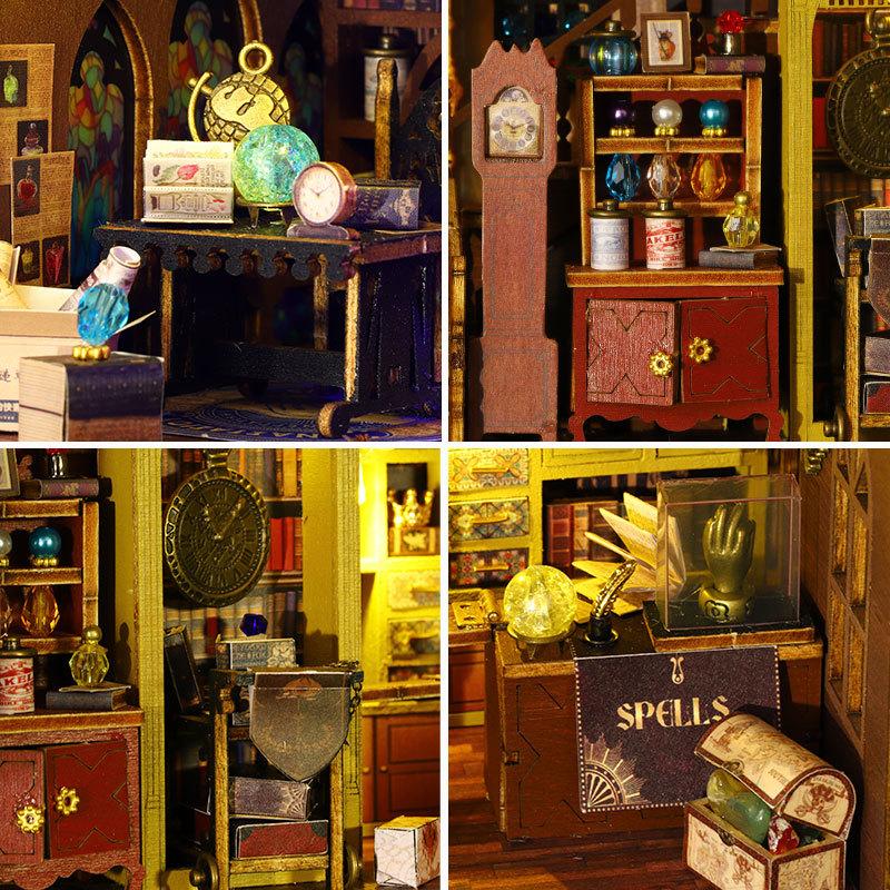 3D Wooden Handmade Puzzle, 1 Set DIY Book Nook Kit, DIY Model Kit, 3D Desktop Decoration Ornament, DIY Model Kit for Bookshelf Decoration